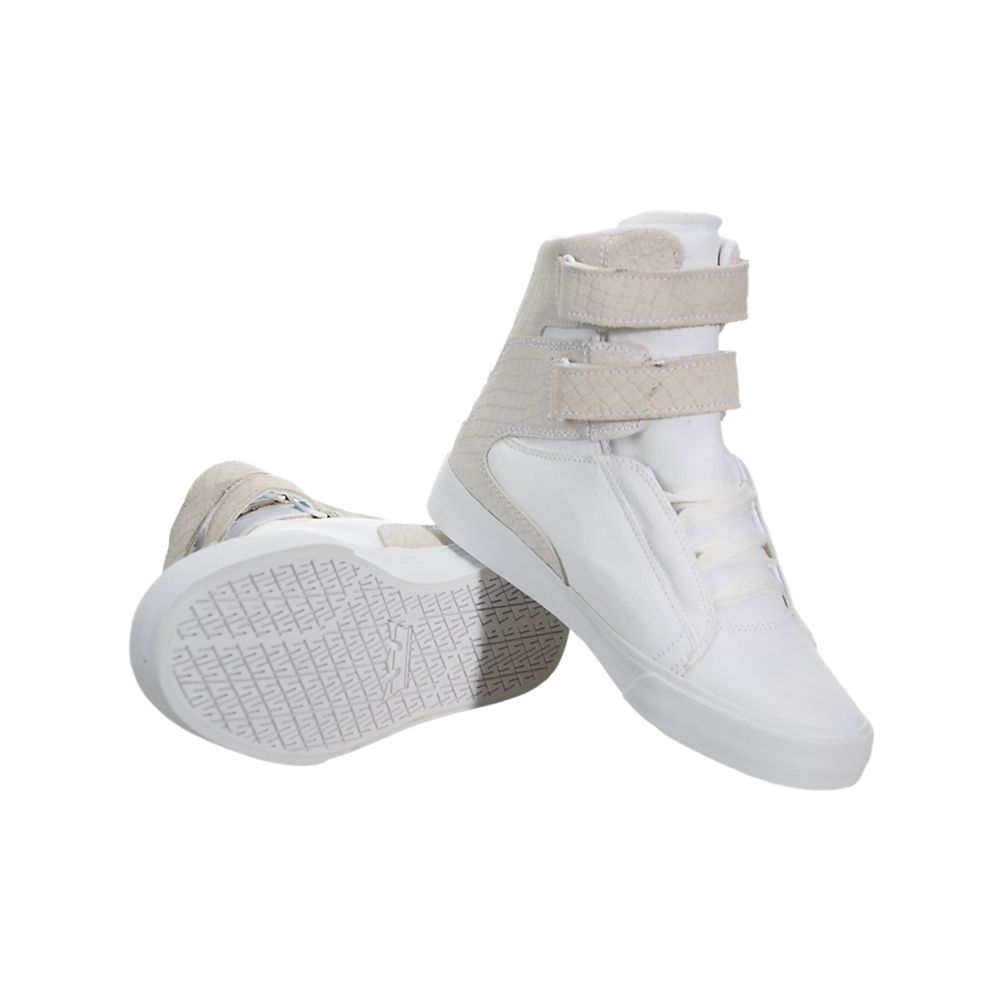 Baskets Montantes Supra Society II Blanche Grise White/White Femme | FJM-79922948